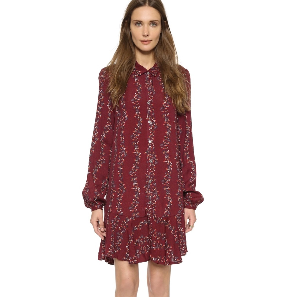 Free People Slubby Crinkle Button Down Shirtdress